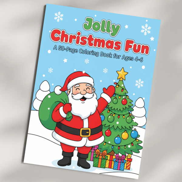 Jolly Christmas Fun Coloring Book - 50 Pages for Kids Ages 4-6