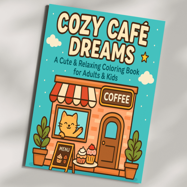 Cozy Café Dreams Coloring Book - Cute & Relaxing for Adults & Kids